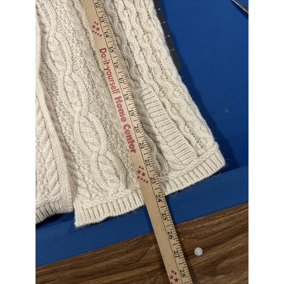 Aran Mor Cable Knit Sweater Size S Cream Merino Wool Cardigan Shawl/Button Neck - Picture 5 of 10